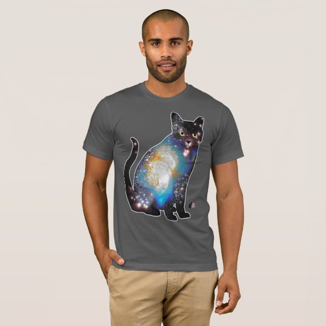 Cosmos Weltraum Katze T-Shirt (Vorne ganz)