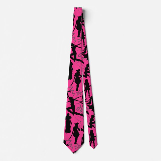 Cosplay Anime action pattern.w B Pink BG Krawatte (Vorderseite)