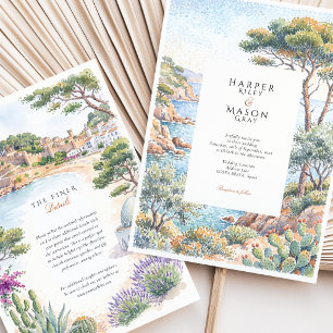 Costa Brava Spanien Aquarell Destination Hochzeit Einladung
