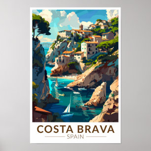 Costa Brava Spanien Katalonien Reise Kunst Vintage Poster