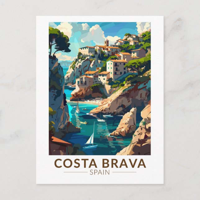 Costa Brava Spanien Katalonien Vintage Postkarte (Vorderseite)