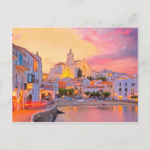 costa brava spanien pastell postkarte