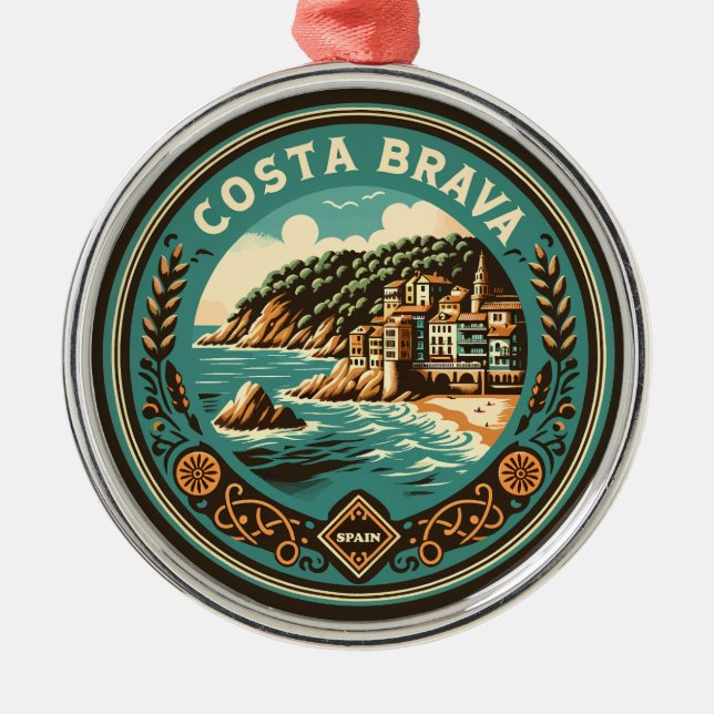 Costa Brava Spanien Reisen Art Abzeichen Ornament Aus Metall (Vorne)