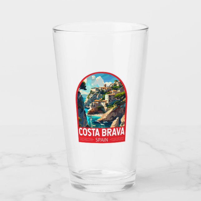 Costa Brava Spanien Reisen Kunst Vintag Glas (Vorderseite)