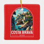 Costa Brava Spanien Reisen Kunst Vintag Keramikornament<br><div class="desc">Costa Brava retro Vektor Reise Design. Die Costa Brava ist eine Küstenregion Kataloniens im Nordosten Spaniens.</div>