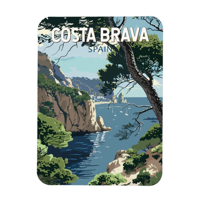 Costa Brava Spanien Reisen Kunst Vintag Magnet (Vertikal)