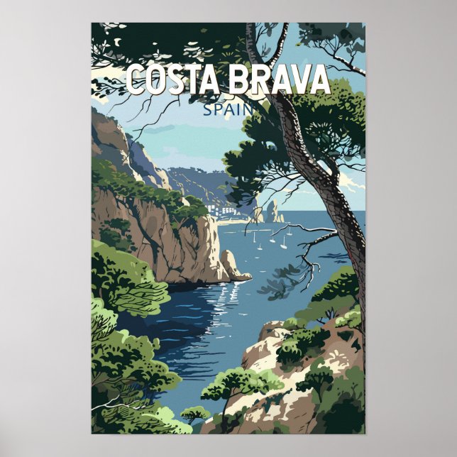 Costa Brava Spanien Reisen Kunst Vintag Poster (Vorne)
