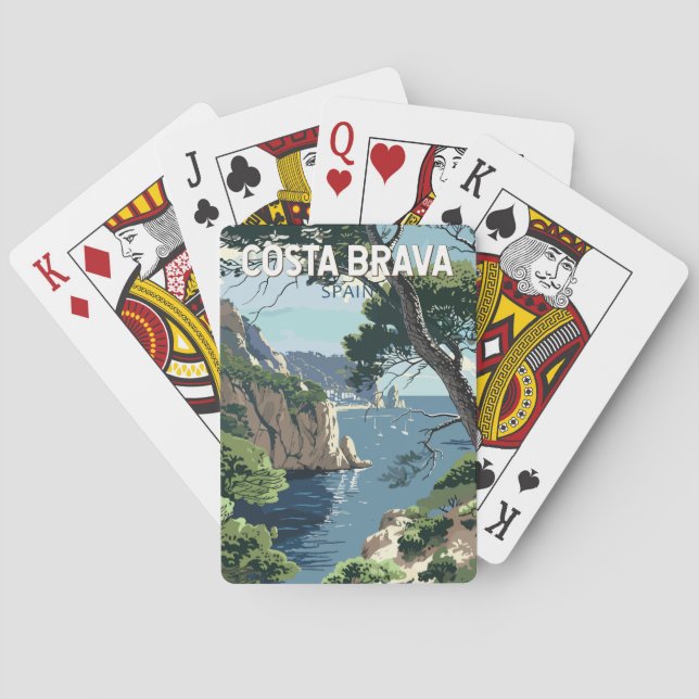 Costa Brava Spanien Reisen Kunst Vintag Spielkarten (Rückseite)