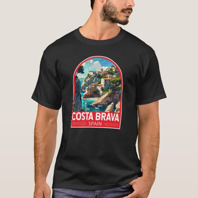 Costa Brava Spanien Reisen Kunst Vintag T-Shirt (Vorderseite)