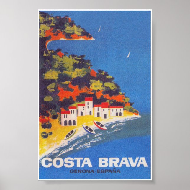 Costa Brava Spanien Retro Vintage Reiseplaner Poster (Vorne)