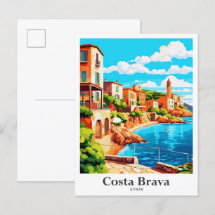 Costa Brava Spanien Vintage-Reiseillustration Postkarte