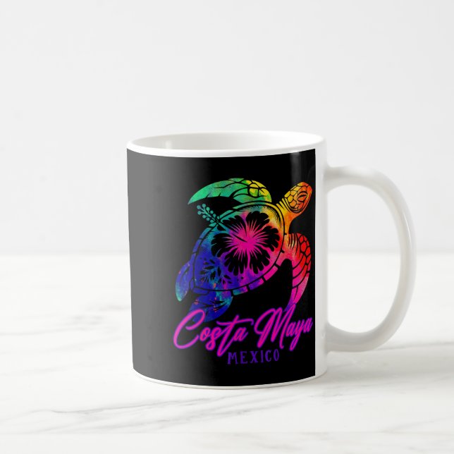 Costa Maya Mexico Tie Dye Sea Turtle Hibiscus Beac Kaffeetasse (Rechts)