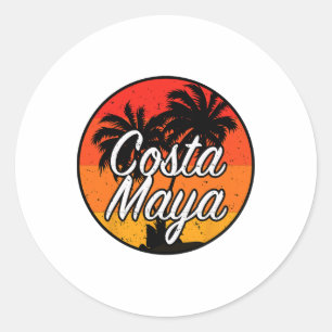 Costa Maya Mexiko Urlaub Kreuzfahrt Vintage Sonnen Runder Aufkleber