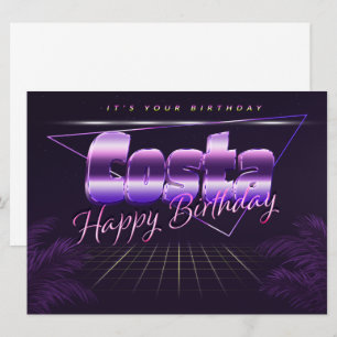 Costa Name Vorname lila retro Karte Geburtstag