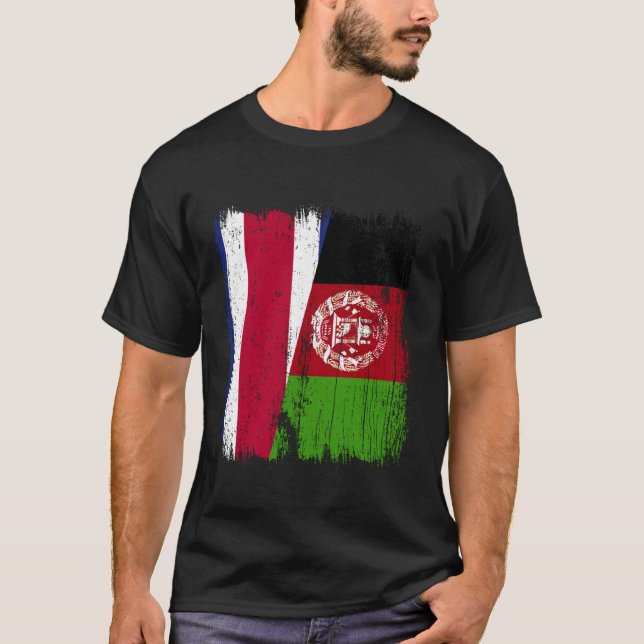 Costa Rica Afghanistan Half Flag Costa Rican Afgha T-Shirt (Vorderseite)