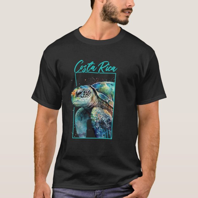 Costa Rica Aquarellmeerschildkröte Portrait T-Shirt (Vorderseite)