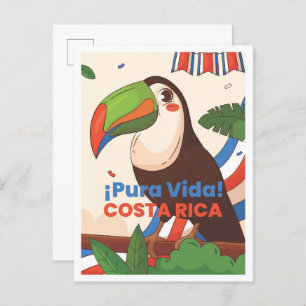 Costa Rica Art Vintage Reise - Illustration Postkarte