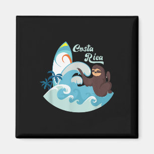 Costa Rica Beach Vacation Surf Sloth Souvenir Magnet