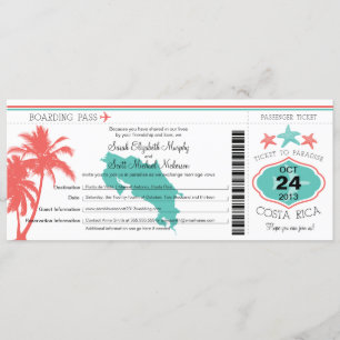 Costa Rica Boarding Pass Wedding Einladung