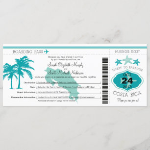 Costa Rica Boarding Pass Wedding Einladung