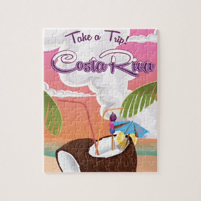 costa Rica Cartoon Reiseplakat. Puzzle (Vertikal)