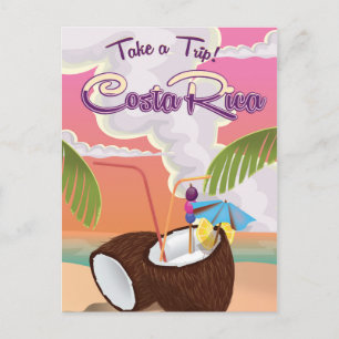 Costa Rica Cartoon-Reiseposter. Postkarte