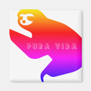 Costa Rica Colorful Pura Vida Sloth Souvenir Magnet