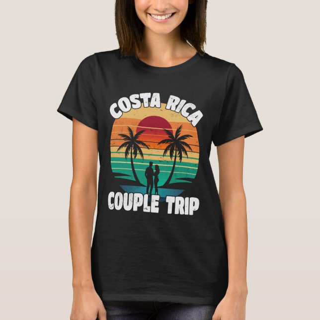 Costa Rica Couple Trip Retro Sunset Costa Rica Vac T-Shirt (Vorderseite)