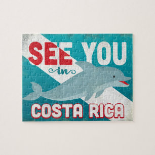 Costa Rica Delphin - Retro Vintage Reise Puzzle