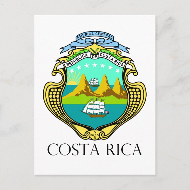 COSTA RICA - Emblem/Fahne/Wappen/Symbol Postkarte (Vorderseite)