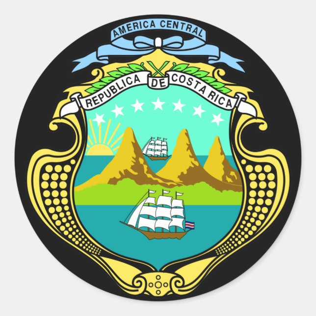 Costa rica Emblem Runder Aufkleber (Vorderseite)