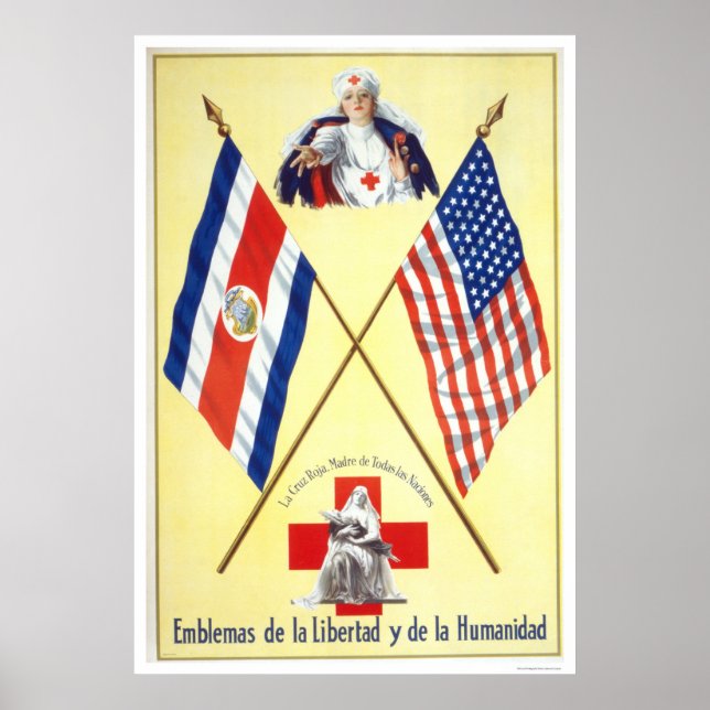 Costa Rica - Embleme der Freiheit und der Menschhe Poster (Vorne)
