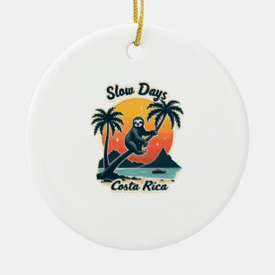 Costa Rica Faultier Vintage-Sonnenuntergang-Reisev Keramik Ornament