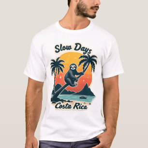 Costa Rica Faultier Vintage-Sonnenuntergang-Reisev T-Shirt