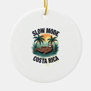 Costa Rica Faultier Vintage Urlaubsshirt Keramik Ornament