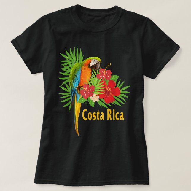 Costa Rica Ferienparrot Tropische Blume T-Shirt (Design vorne)