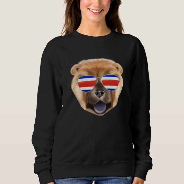 Costa Rica Flag Chow Chow Dog Tico Pocket Sweatshirt (Vorderseite)
