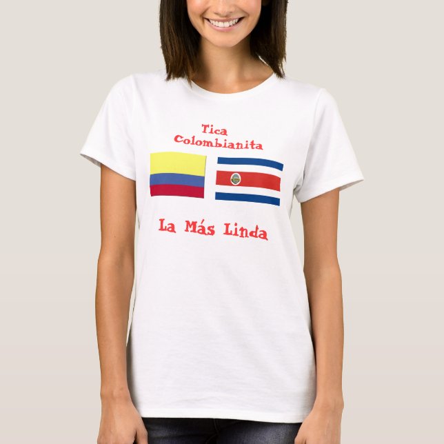 costa_rica_flag, colombian_flag, Tica, Kolumbien… T-Shirt (Vorderseite)