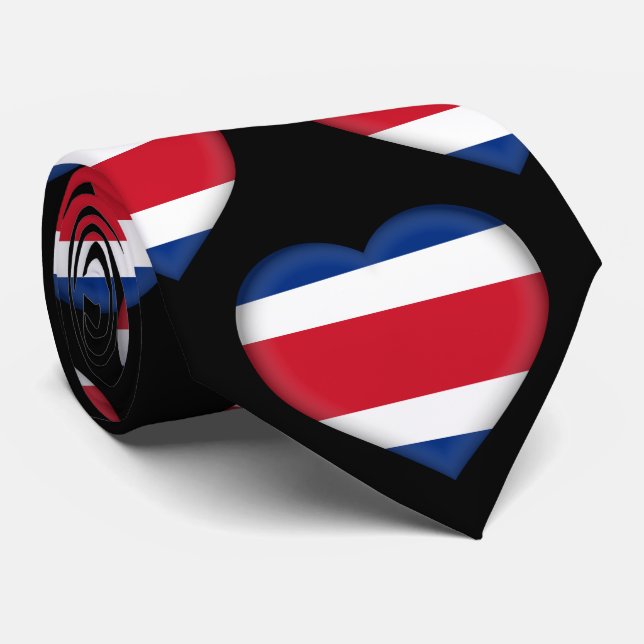 Costa Rica Flag Farben Herzmuster Neck Tie Krawatte (Gerollt)
