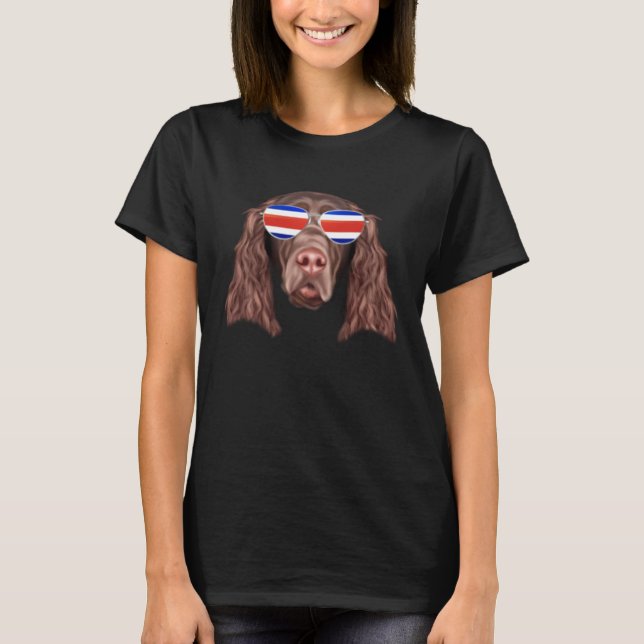 Costa Rica Flag Field Spaniel Dog Tico Pocket T-Shirt (Vorderseite)