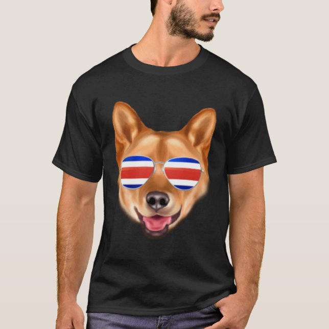 Costa Rica Flag Finnish Spitz Dog Tico Pocket T-Shirt (Vorderseite)