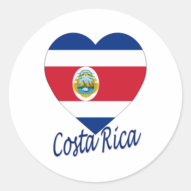 Costa Rica Flag Herz Runder Aufkleber (Vorderseite)