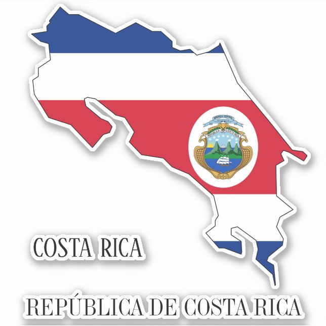 Costa Rica Flag Karte Kontur Aufkleber (Vorderseite)