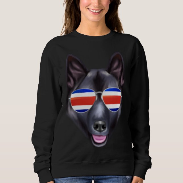 Costa Rica Flag Norwegian Elkhound Dog Tico Pocket Sweatshirt (Vorderseite)