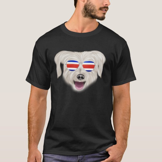Costa Rica Flag Pyrenean Shepherd Dog Tico Pocket T-Shirt (Vorderseite)