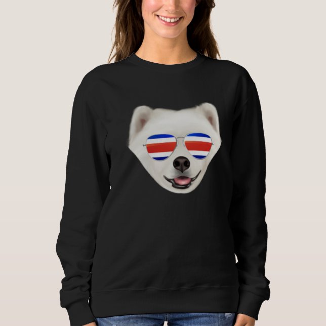 Costa Rica Flag Samoyed Dog Tico Pocket Sweatshirt (Vorderseite)