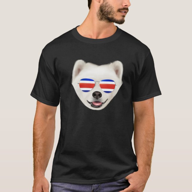 Costa Rica Flag Samoyed Dog Tico Pocket T-Shirt (Vorderseite)
