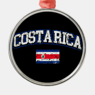 Costa Rica Flag Silbernes Ornament