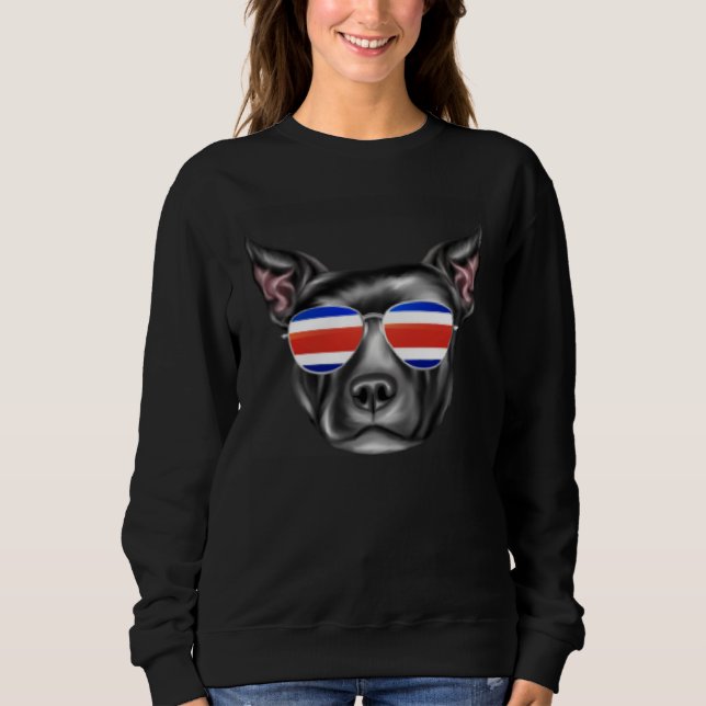 Costa Rica Flag Staffordshire Bull Terrier Dog Tic Sweatshirt (Vorderseite)