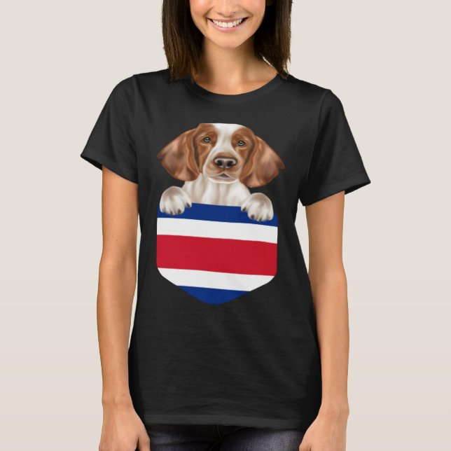 Costa Rica Flag Welsh Springer Spaniel Dog In Pock T-Shirt (Vorderseite)